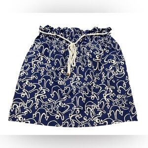 Lilly Pulitzer Avery Blue White Anchor Print Rope Tie Skirt Size Small Nautical